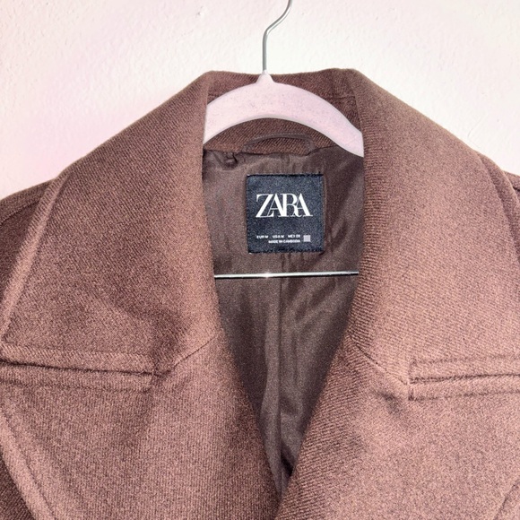 Zara women Brown Peacoat size M - Picture 3 of 6
